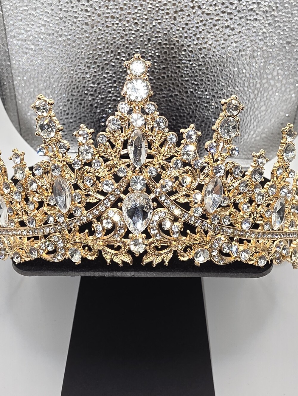 Gold Crystal Crown  Pageant Bridal Quinceañera  Sparkling Rhinestone Tiara - Picture 13 of 13